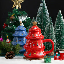 Christmas Ceramic Mug Gift Set - Festive Tree Design (Set of 4)