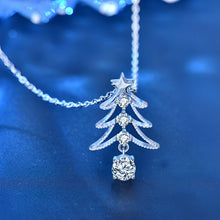 Christmas Tree 925 Sterling Silver Necklace with Moissanite