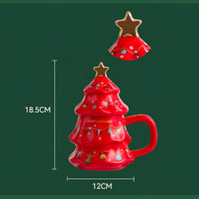 Christmas Ceramic Mug Gift Set - Festive Tree Design (Set of 4)